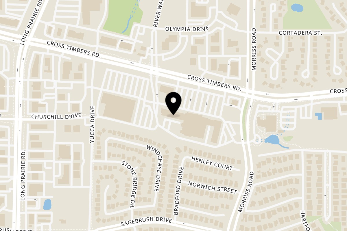 Map showing the location of Heavenly Crust Pizza Heavenly Crust Pizza - Flower Mound on 2311 Cross Timbers Road in Flower Mound
